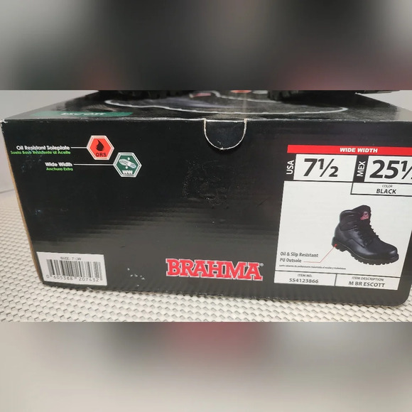 Brahma Men's Size 7.5W Escott Wide Width 6" Soft Toe Work Boots NWT - Picture 2 of 6